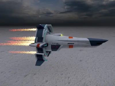 Futuristic 3D Space Ship 2023  2024 Model Fly vehicle Low-poly 3D model