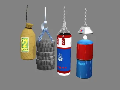 Cartoon sandbags Low-poly 3D model