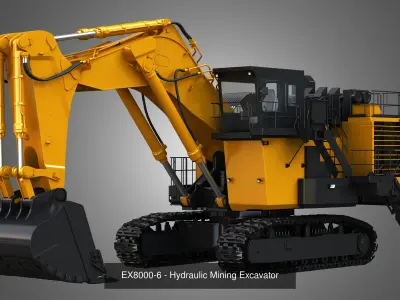 Hydraulic Mining Excavators  3 in 1 3D Model Pack