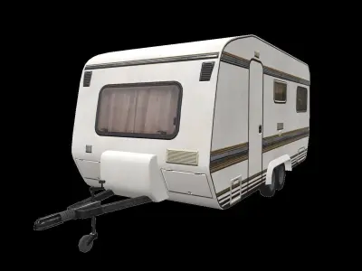 PBR Caravan Lowpoly camper trailer Low-poly 3D model
