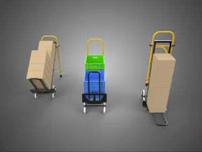3 IN 1 STAIR CLIMBER CONVERTIBLE HAND TRUCK BOX CARDBOARD CRATE 3D model