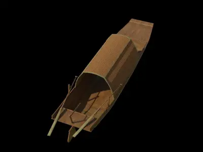 chinese black-awning boat Free low-poly 3D model