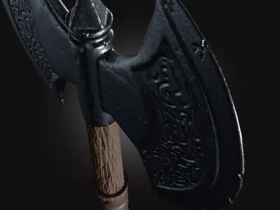 Axe silver PBR low-poly game raedy Free low-poly 3D model