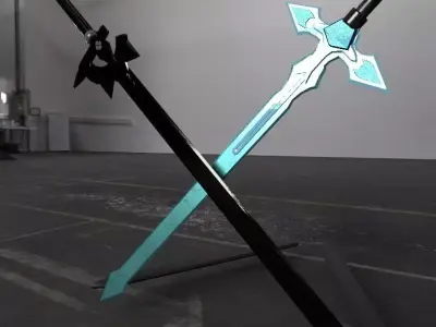 Swords - Dark Repulser and Elucidator - Sword Art Online Low-poly 3D model