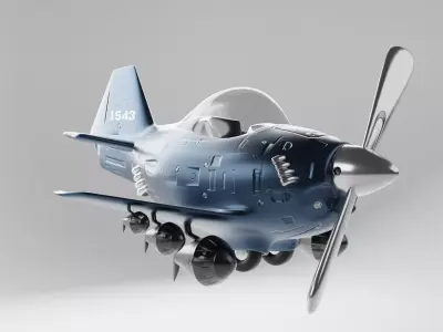 Code 1543 Custom Cartoon Plane 3D model