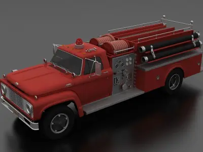 F-Series F-800 Fire Truck Unmarked 1964 Low-poly 3D model