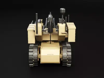 Military Tracked Robot Desert Camouflage Low-poly 3D model