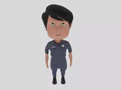 Cartoon Police Low-poly 3D model