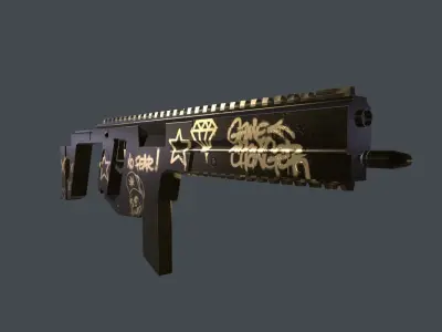 Weapon with graffiti Low-poly 3D model