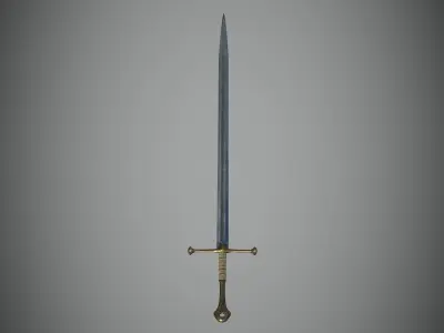 straight sword Low-poly 3D model