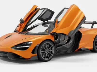 High Performance Orange Supercar with Dihedral Doors 3D model