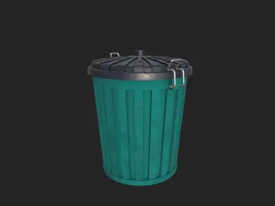 plastic trash bin  Low-poly 3D model