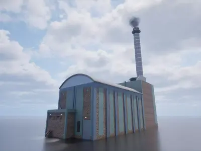 Modern Gas Power Station 3D model