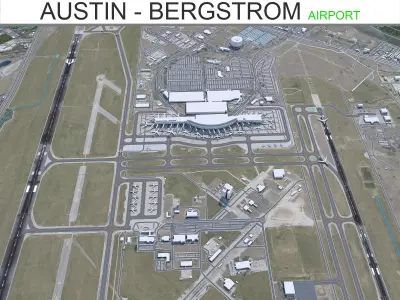 Austin Bergstrom Airport 8km Low-poly 3D model