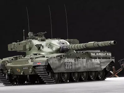 Chieftain Mk5 MBT - 4 Skins and Destroyed Version Included 3D model
