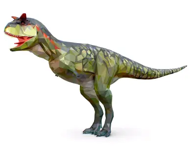 Dinosaur Carno Green Lowpoly Art Style Animal Low-poly 3D model
