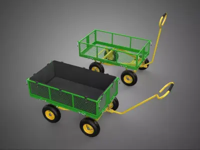 WAGON CART TROLLEY TRAILER DETACHABLE MESH CLOTH POCKET TRAY TUB 3D model