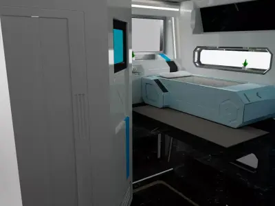 Modular SCI-FI Interior Serie B Bed-Room Model 2  Low-poly 3D model