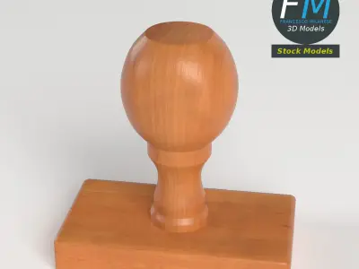 Wooden rubber stamp 3D model