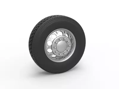 Front custom wheel of semi truck Version 23 Scale 1 to 25 3D print model