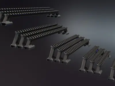 Picatinny Rail Riser Handle Low-poly 3D model