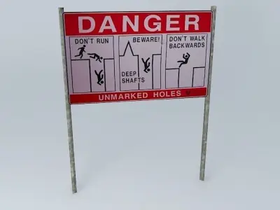 Unmarked Holes Danger Sign Free 3D model purchase