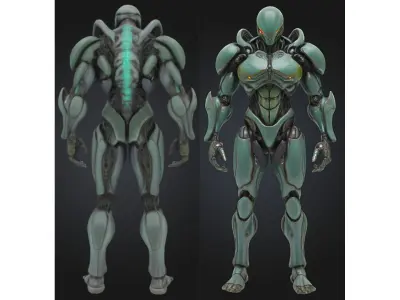 Futuristic Bio Mech Robot Low-poly 3D model