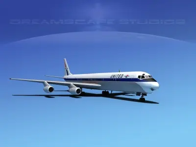 Douglas DC-8-63 United 1 3D model