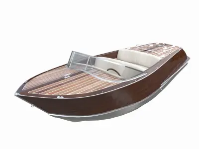 Speedboat wooden motor boat 3D model