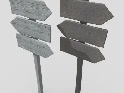 Wooden SIgn 3 Low-poly 3D model