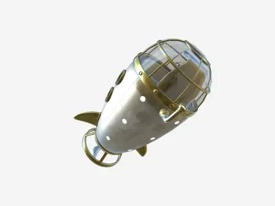 Submarine Cartoon A03 Aluminum - Sub Watercraft Vehicle Low-poly 3D model