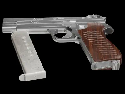P210-BASED silver pistol Low-poly 3D model