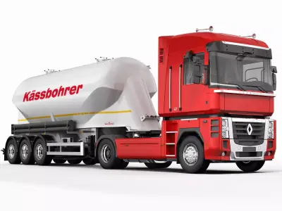 Renault Magnum Silo Trailer 3D model