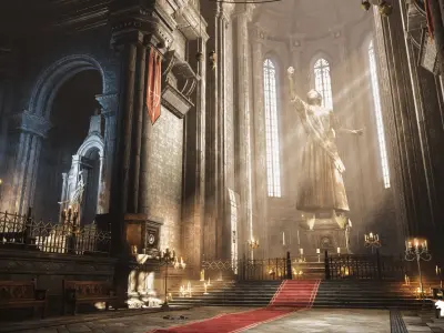 Ancient Cathedral Environment Low-poly 3D model purchase