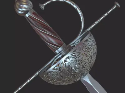 Rapier medieval sword 3D model