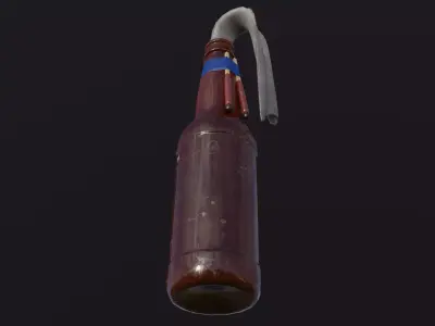 Molotov cocktail Low-poly 3D model