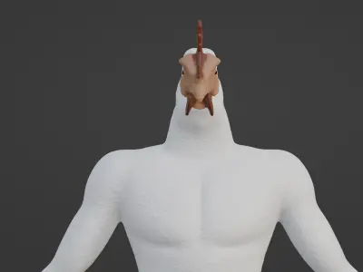 Chicken-Man Rigged and Textured Low-poly 3D model