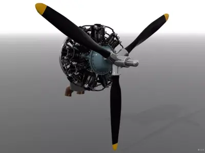 R-1830 Twin Wasp Aircraft Engine 3D model