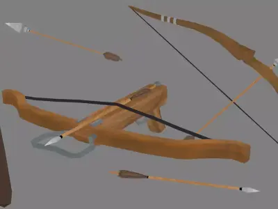  Low Poly Stylized Bow Crossbow Arrows  Quiver Pack Low-poly 3D model