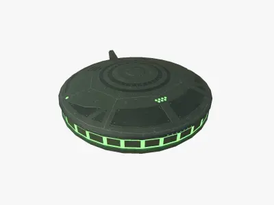 Alien Spaceship UFO A05 Green - Sci Fi Spacecraft Design Low-poly 3D model