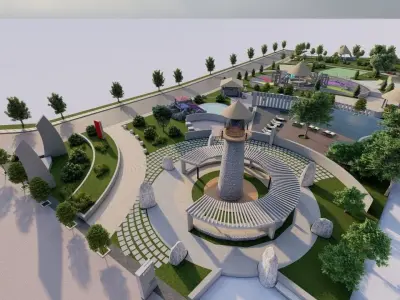 public park-Private Park Landscape 3D model 20