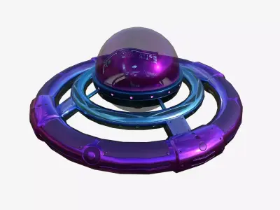 Alien Spaceship UFO E04 Purple Blue - Sci Fi Spacecraft Design Low-poly 3D model