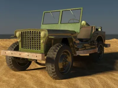 military-jeep military jeep in desert 3D model