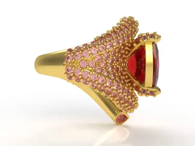 Ruby Cushion Stone Cocktail Ring 3D print model