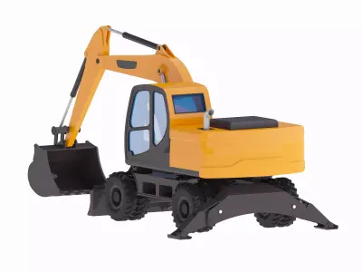 Excavator Construction Loader DX140W Low-poly 3D model