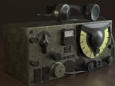 Vintage Military Radio Low-poly 3D model