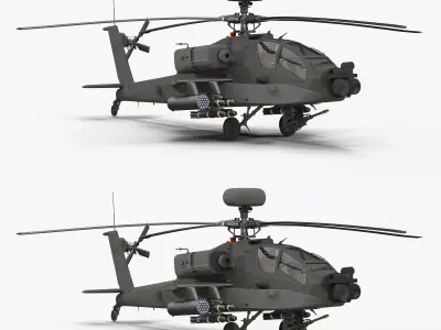 AH64E Apache Longbow Helicopter Green 2 in 1 3D Model Pack