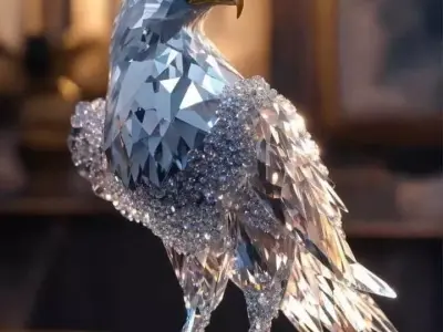 Luxury Crystal Eagle 3D Model Faceted Wings Diamond Accents Low-poly 3D model