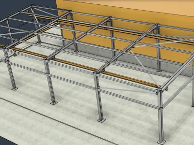 Structure with Overhead Gantry Crane 3D model