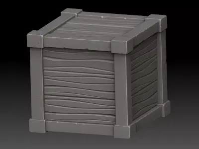 stylized wooden box 3D model